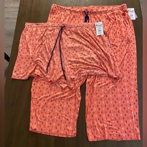 Livaeco By Birla Cellulose Anchor Crop Pajama Pants & Shorts w/ Pockets Size 3X